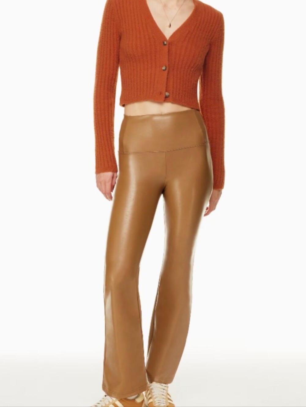 Aritzia leather Leggings in Cognac Brown XL